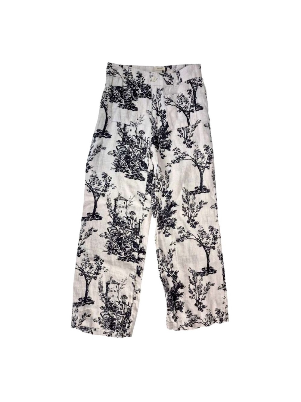 ❤️Joie Monochrome 100% Linen Toile de Juoy Wide Leg High Waisted Pants Size 8